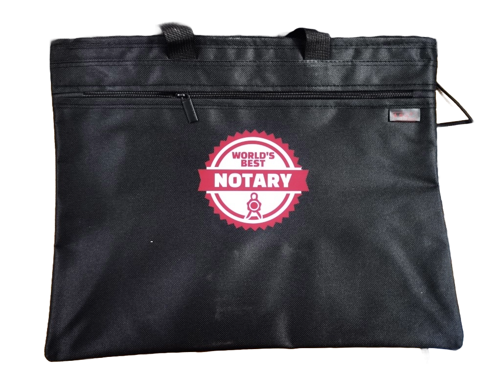 Notary Pro Tote Elite –Bag Colors  Black or Blue World’s Best Notary Logo Canvas Dual Zip Bag